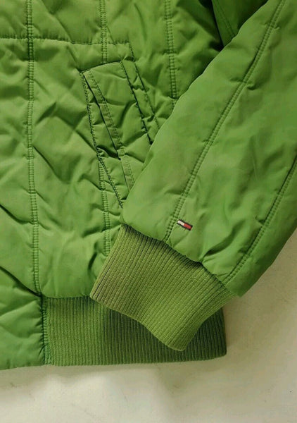 Vintage Tommy Hilfiger Jacket Y2K Mens L Padded Baseball Varsity Puffer Green