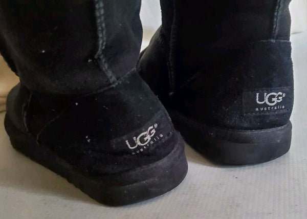 UGG Boots Classic Mid Calf Womens Uk 4 Eu 37 Black Suede Shearling Lining