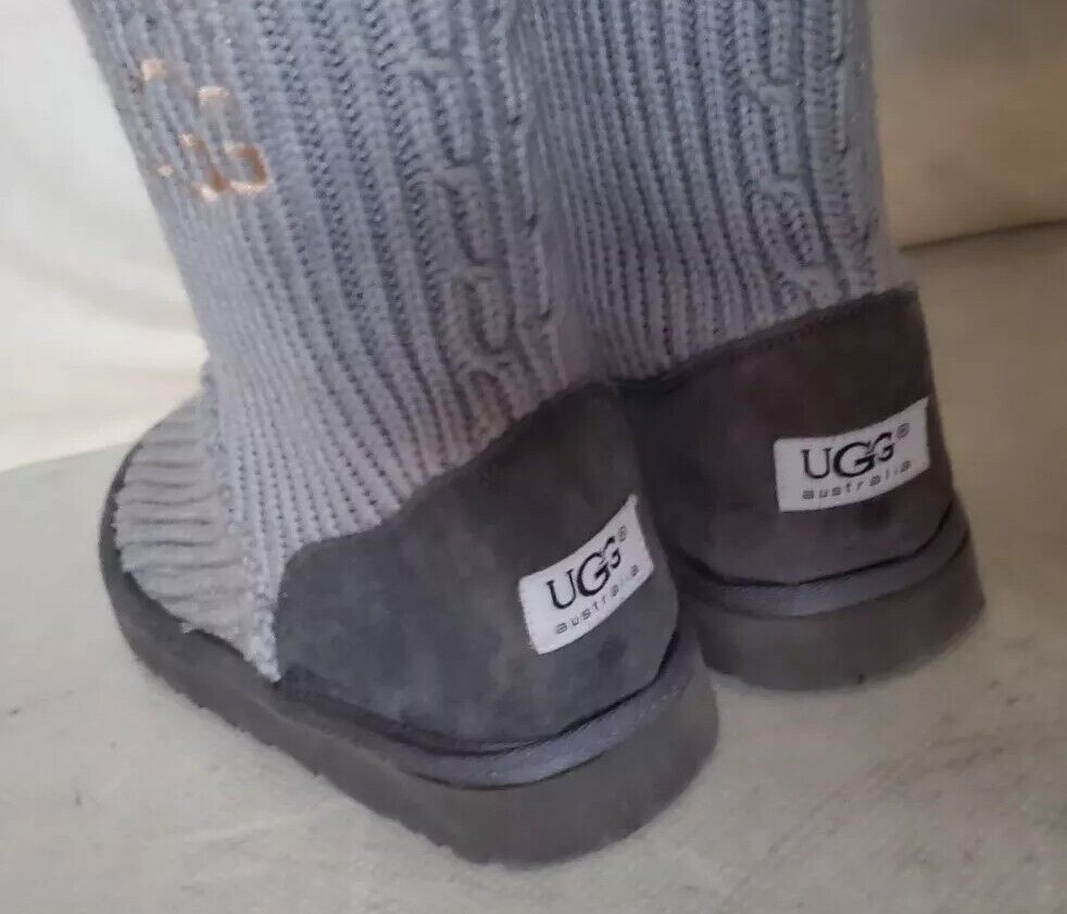 UGG Boots Classic Cardy Knit Sweater Sock Blue Womens Uk 4 Eu 37 Vintage Y2K