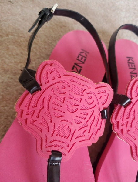 KENZO Sandals Strappy Tiger Womens Uk 4 Eu 36 Pink Boxed Worn Once Rrp £140