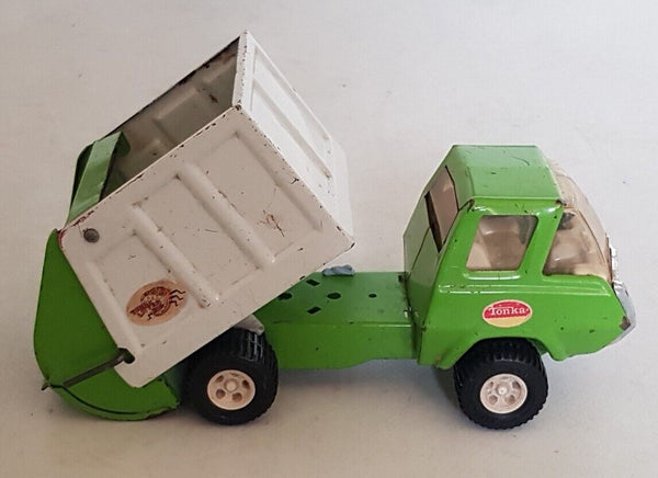 TONKA Garbage Truck 1970's Vintage Trash Truck Dustbin Cart Green White