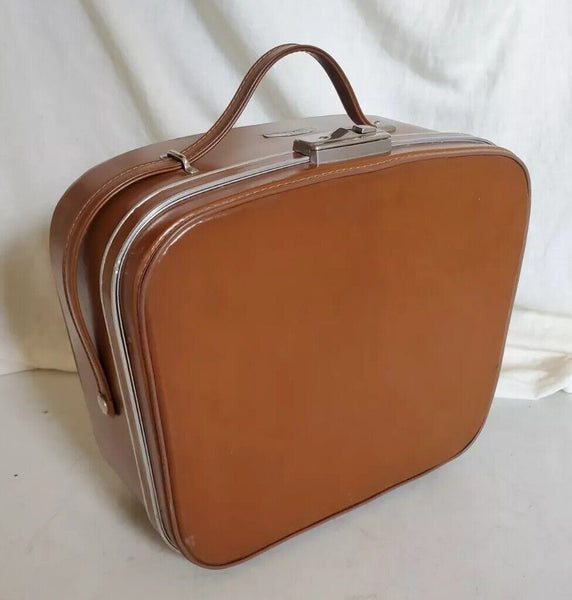 Vintage Antler Revelation Suitcase Set Med Case Xl Vanity Tan Leather Look 50's