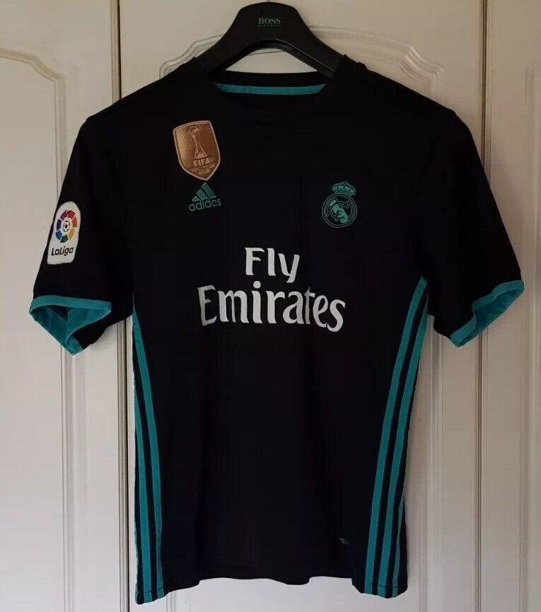 Ronaldo 7 Real Madrid 2017 18 Away  Shirt Mens L Black Champions Gold Patch