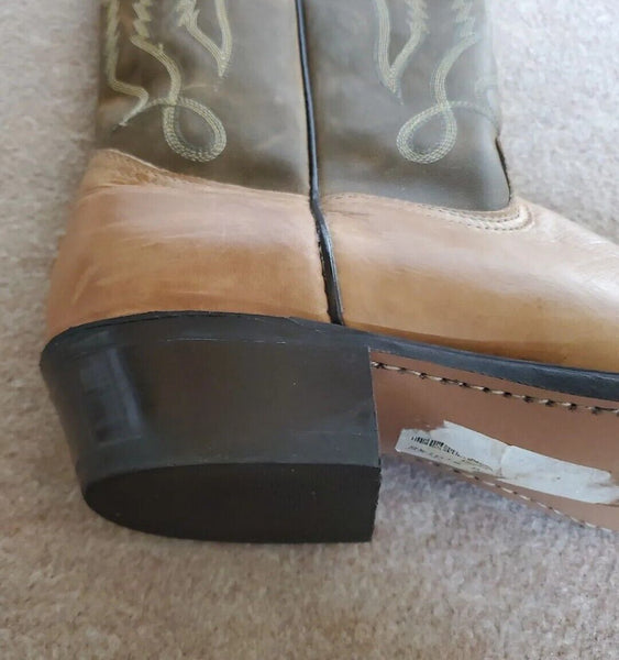 TEXAS BRAND BOOTS Mens UK 10 EU 44 USA 10.5 Embroidered Tan Leather Rrp $490