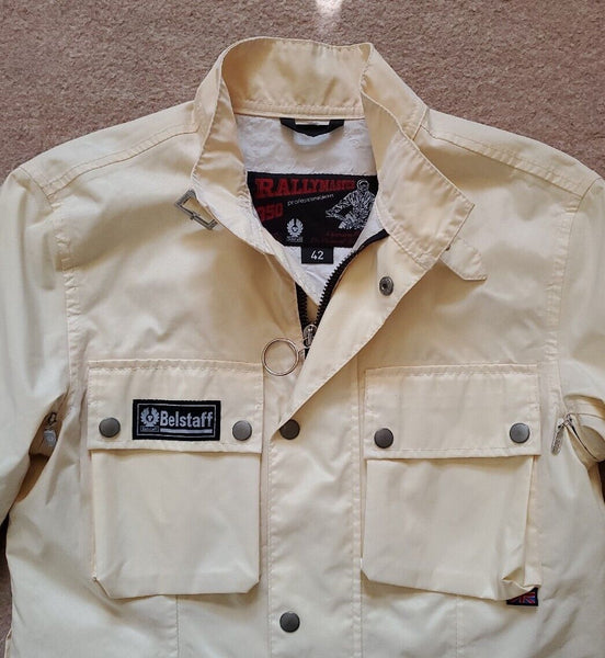Belstaff Jacket Rallymaster 350 Pro Womens Size M 42 Ivory Nylon Motorcycle