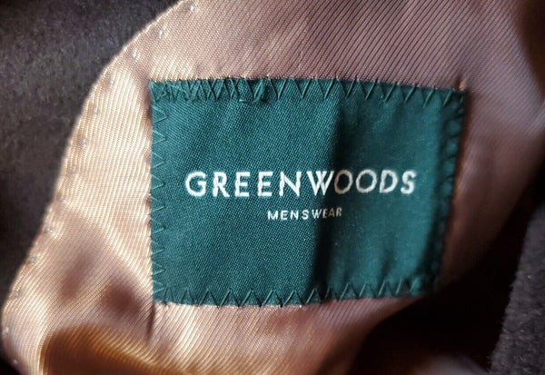 GREENWOODS Trench Coat Overcoat Mens 42R Mahogany Brown Cashmere Wool Blend