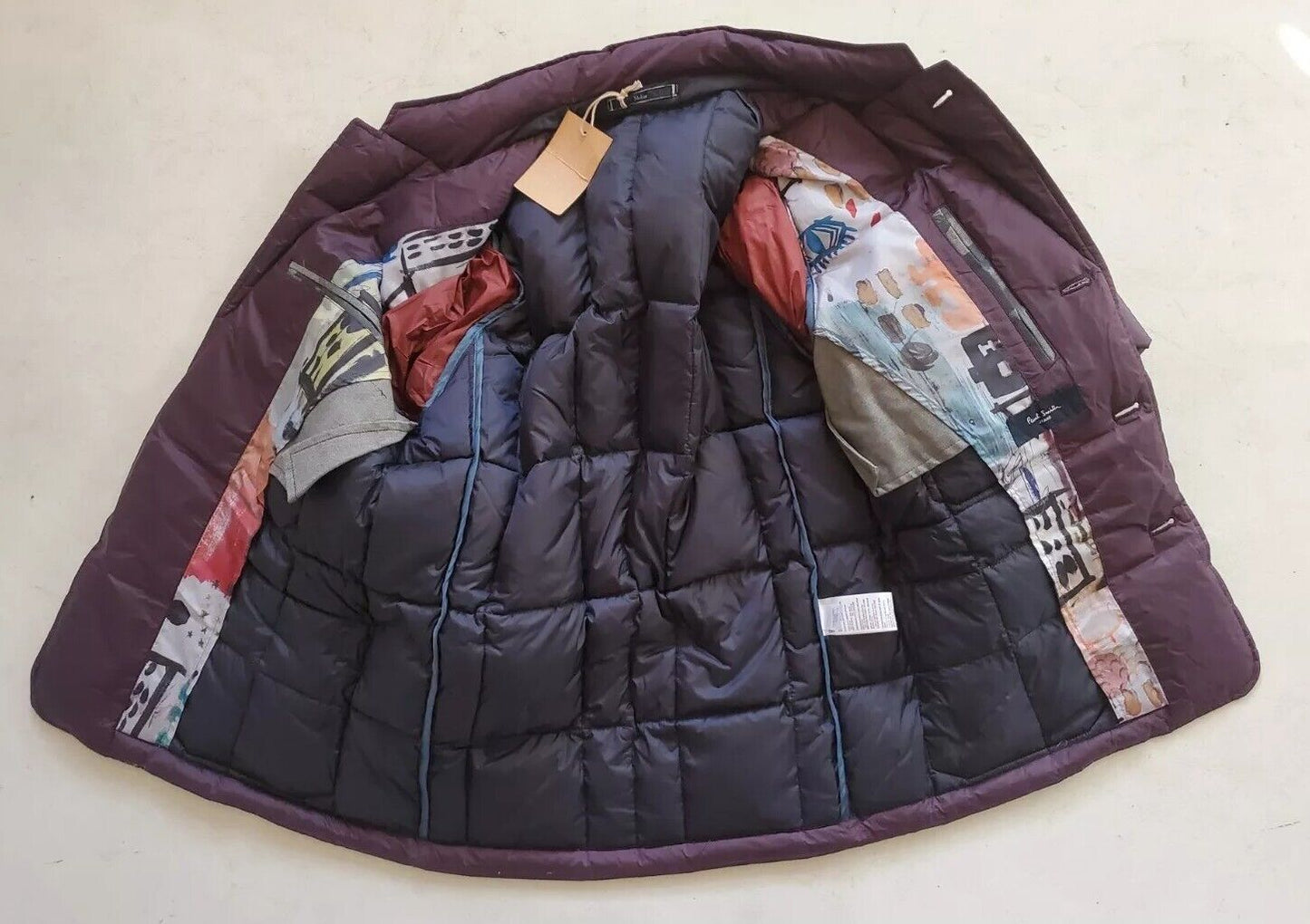 PAUL SMITH Puffer Jacket Blazer Cut Aubergine Purple Duck Down Mens M Slim Fit