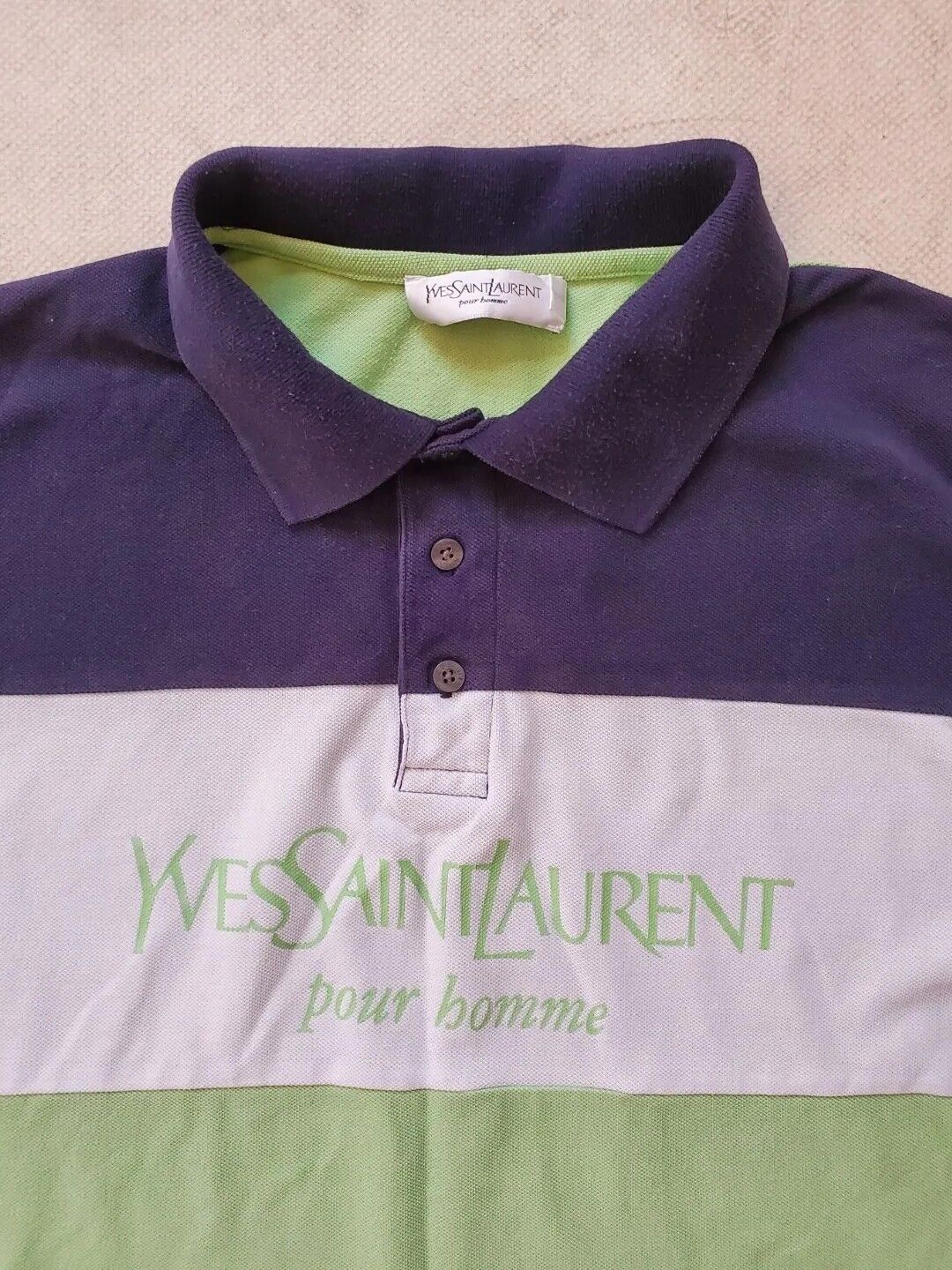 Vintage YSL YVES SAINT LAURENT Polo Shirt Mens L Spellout 90's