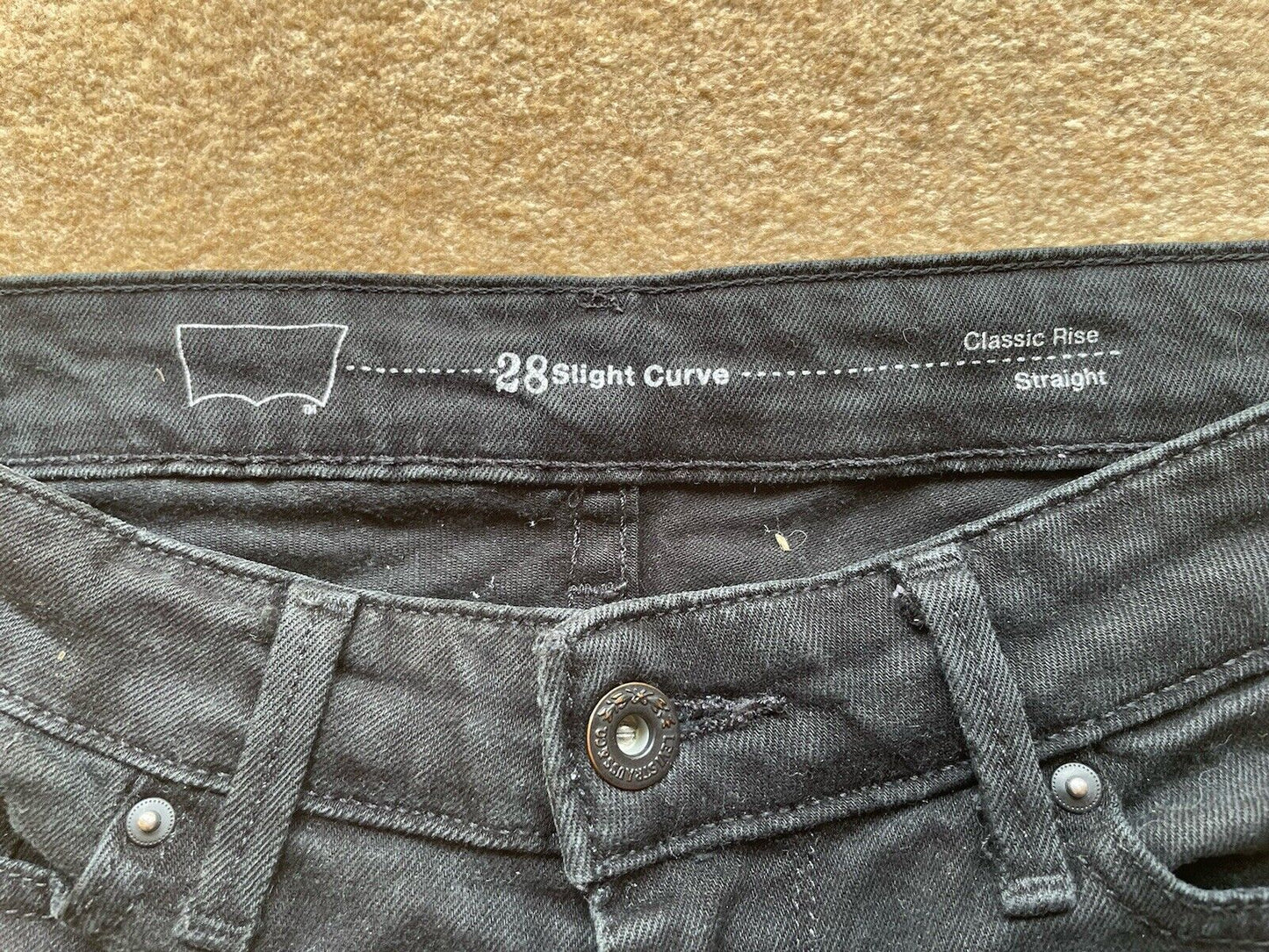 Womens Levis Jeans Slight Curve W 28 L 30 Black Denim Red Tab C17
