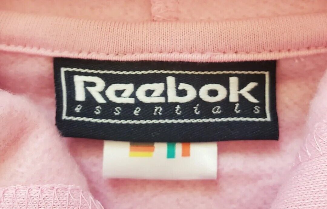 Reebok Full Zip Hoodie Jacket Womens UK 16 Pink Cropped Spellout Logo