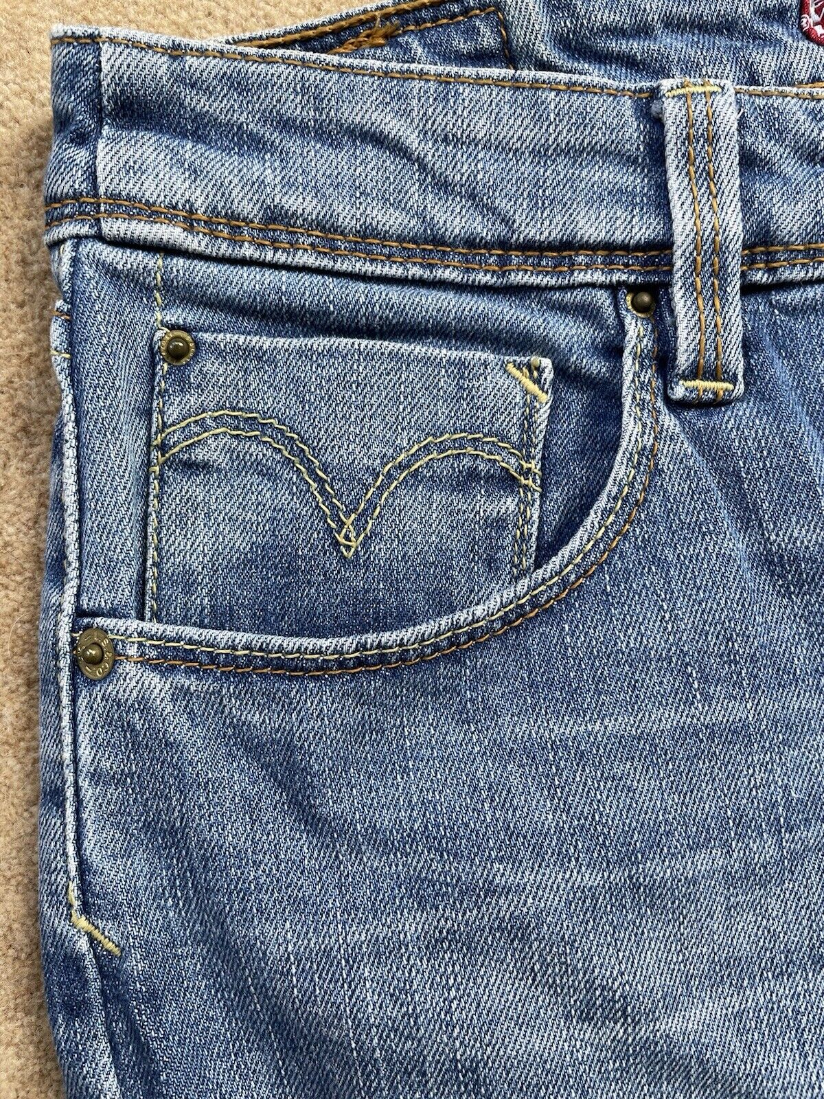 Womens Levis Jeans 627 Straight Fit W 27 L 34 Blue Denim Red Tab C6