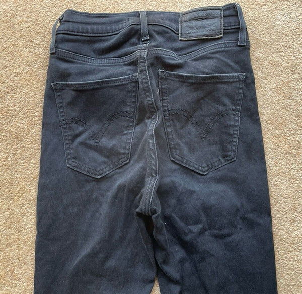 Womens Levis Jeans Mile High Super Skinny W 24 L 32 Black Denim Red Tab C18