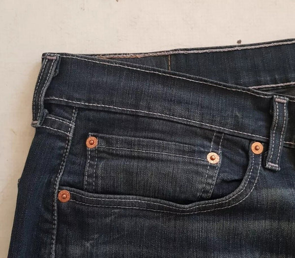 LEVIS 505 Jeans Mens W 36 L 32 Vintage Blue Stretch Denim Red Tab Regular Fit