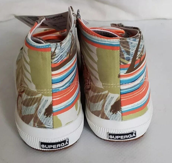 SUPERGA Hi Top Trainers Canvas Womens Uk 5.5 Eu 39 Hawaii Green Orange Rrp £140
