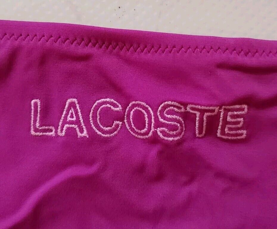 LACOSTE Bikini Swimsuit 1 Piece Size M Berry Purple New With Pouch