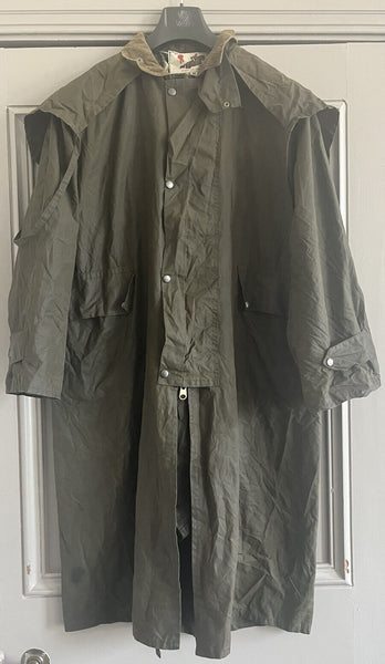COUNTRY LEISUREWEAR Wax Oilskin Duster Coat Womens M Green Made in UK No 22