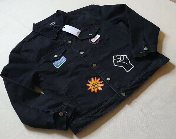 WESC Denim Trucker Jacket Black Mens L Womens XL RRP £130 Social Justice