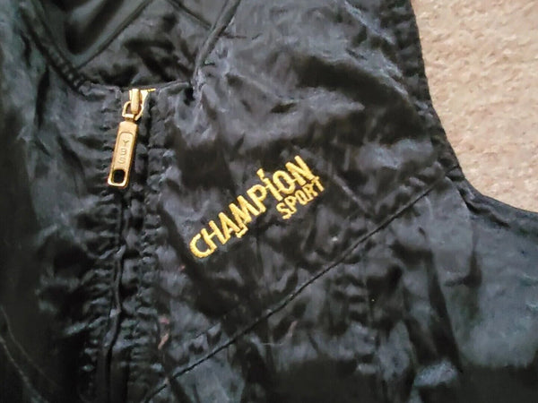 CHAMPION Sport Salopettes Ski Trousers Pants Womens UK 12 Black Gold Vintage 80s