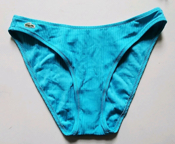 LACOSTE Bikini Swimsuit 2 Piece Size M Spellout Turquoise Blue New With Pouch