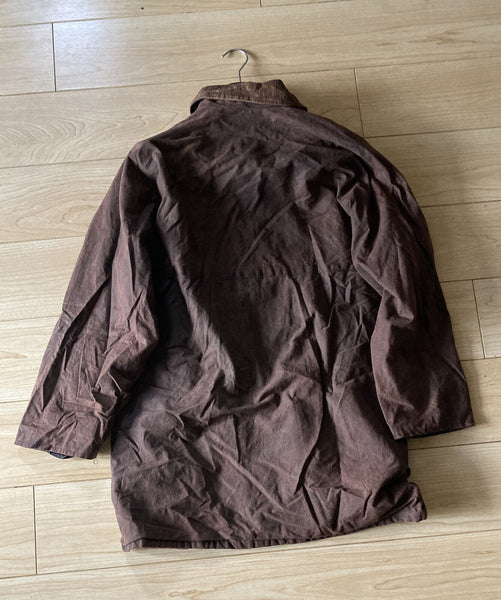 XZET Wax Jacket Coat Mens L Brown Waxed Cotton Vintage Made In UK (41)