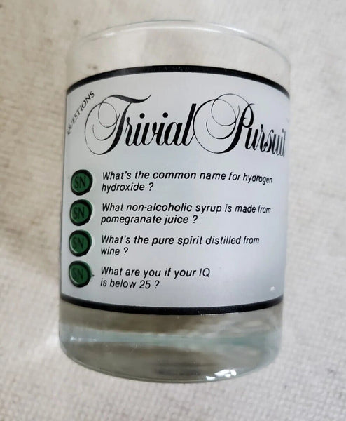 TRIVIAL PURSUIT GLASSES Tumblers Set Of 6 With Stirrers New Unused Vintage 80's