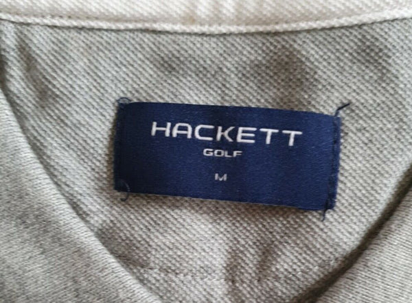 HACKETT Polo Shirt Mens M Grey White Trim Golf New With Tags