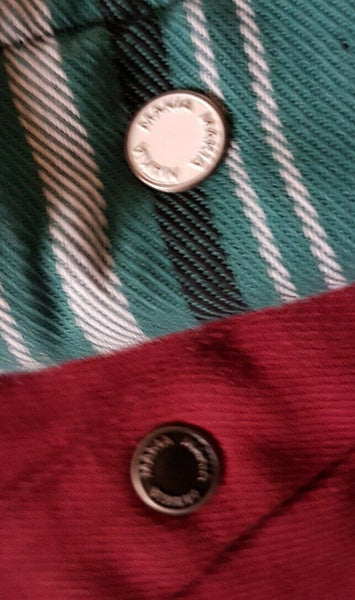 MAKIA OVER SHIRT Reversible Mens S  North Sea Fishing Green Burgundy Thick Weave