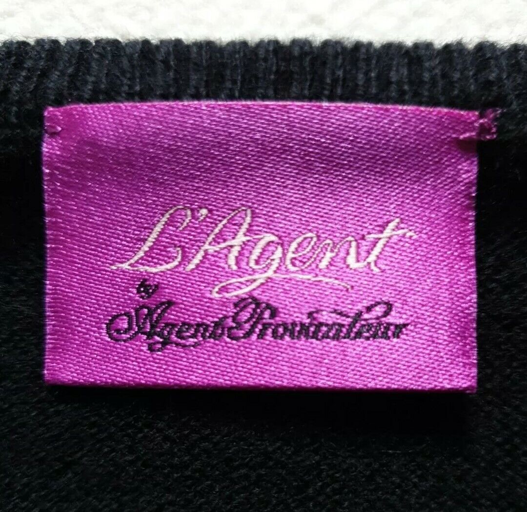 AGENT PROVOCATEUR Cardigan Top Womens S L'Agent Black Merino Wool New With Tags