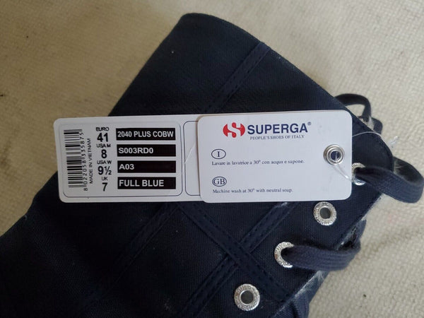 SUPERGA BOOTS Full Blue Canvas Fur Lined Womens Uk 7 Eu 41 Rrp £160