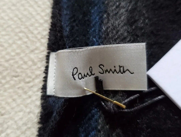 PAUL SMITH SCARF Mens Signature Stripes Lambswool Made In Uk Rrp £140
