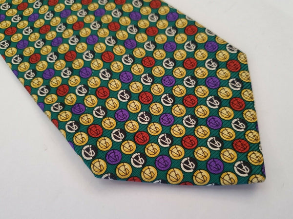 Vintage VERSACE TIE Red Green Blue Gold  Italy 90's