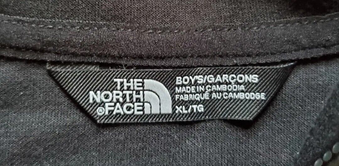 NORTH FACE Hoodie Pullover Boys XL 1/2 Zip Pouch Pocket Black and Grey RRP £55