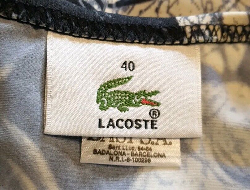 LACOSTE Bikini Swimsuit 2 Piece Halter Neck Size S Blue Floral New With Pouch