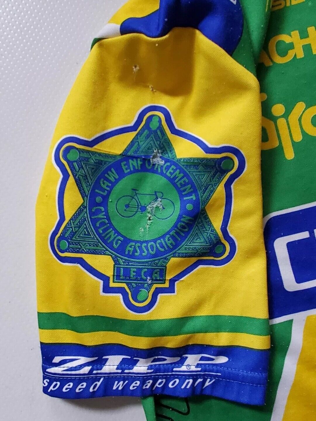 LA Sheriff Chevrolet Litespeed Team Cycling Jersey Mens M Yellow Green Blue
