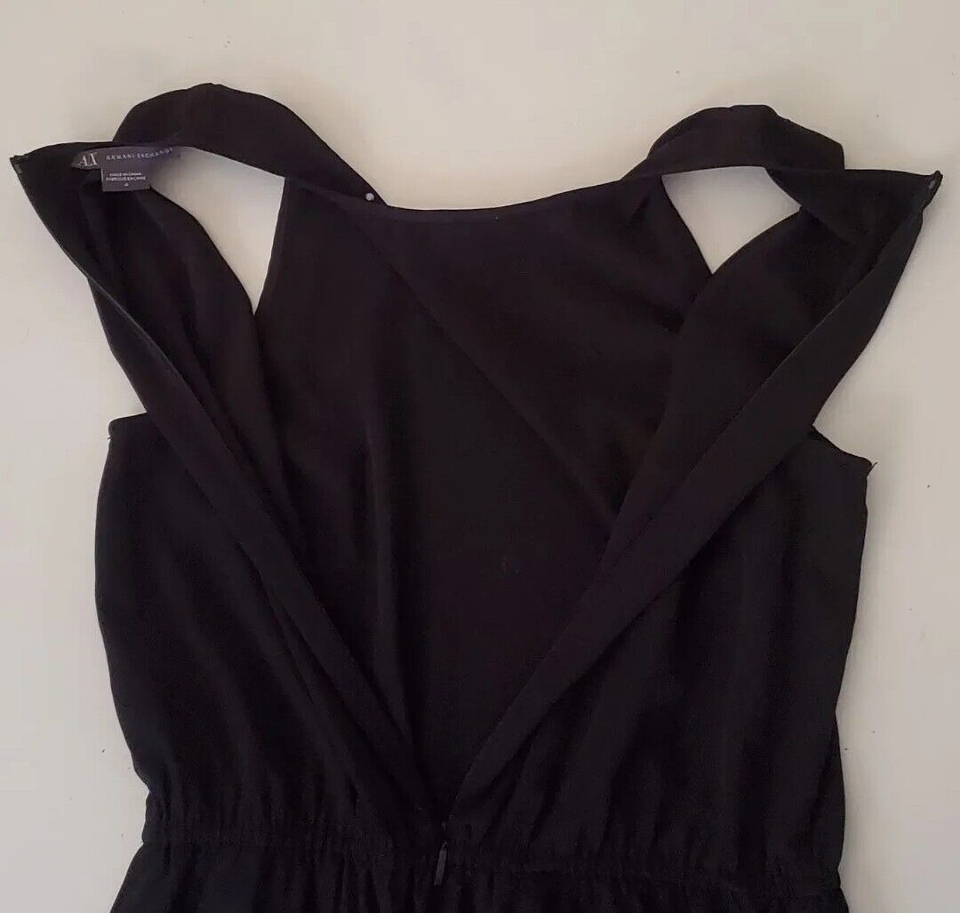 ARMANI EXCHANGE Jumpsuit Womens UK 8 Black Elasticated Waist Silver Studs New