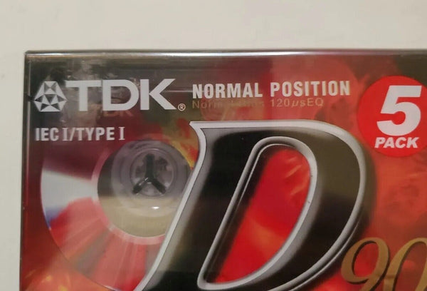 TDK D90 Normal Position Cassette Tapes X 5 Factory Sealed IEC 1 Type 1