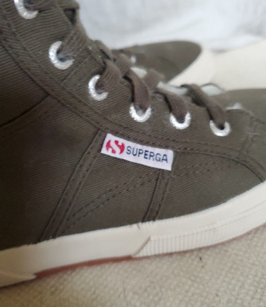 SUPERGA BOOTS Knee High Green Canvas Fur Lined Womens Uk 5.5 Eu 39 Rrp £160