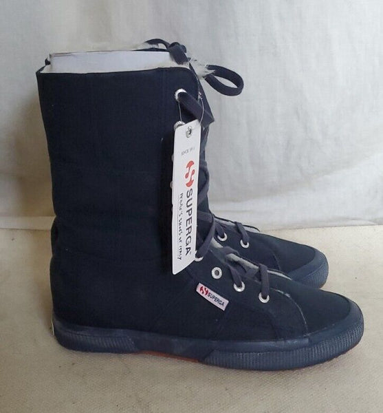 SUPERGA BOOTS Full Blue Canvas Fur Lined Womens Uk 7 Eu 41 Rrp £160
