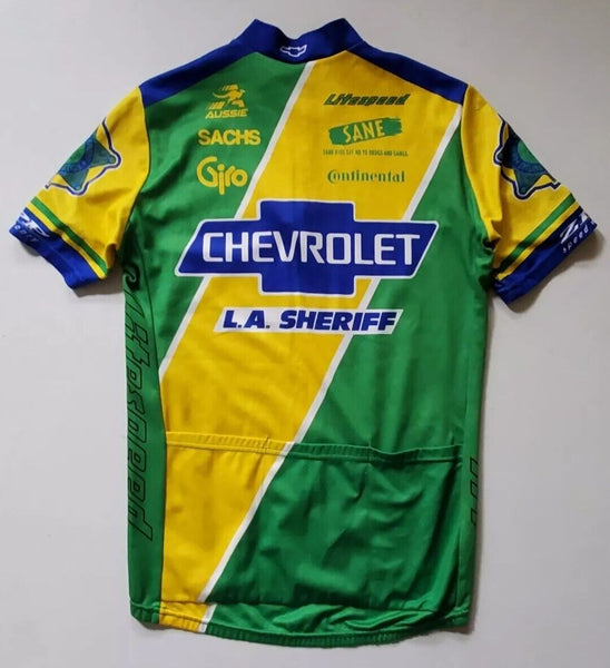 LA Sheriff Chevrolet Litespeed Team Cycling Jersey Mens M Yellow Green Blue
