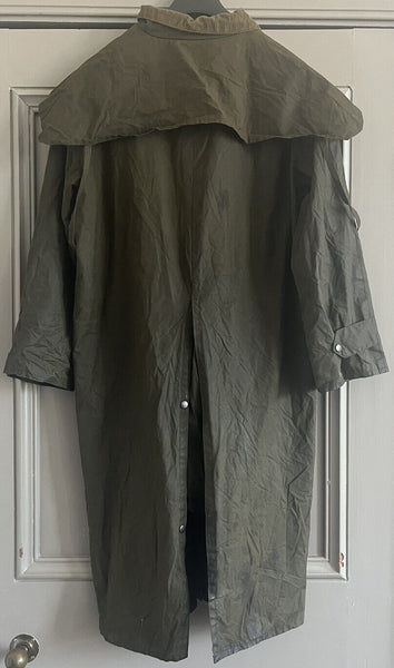 COUNTRY LEISUREWEAR Wax Oilskin Duster Coat Womens M Green Made in UK No 22