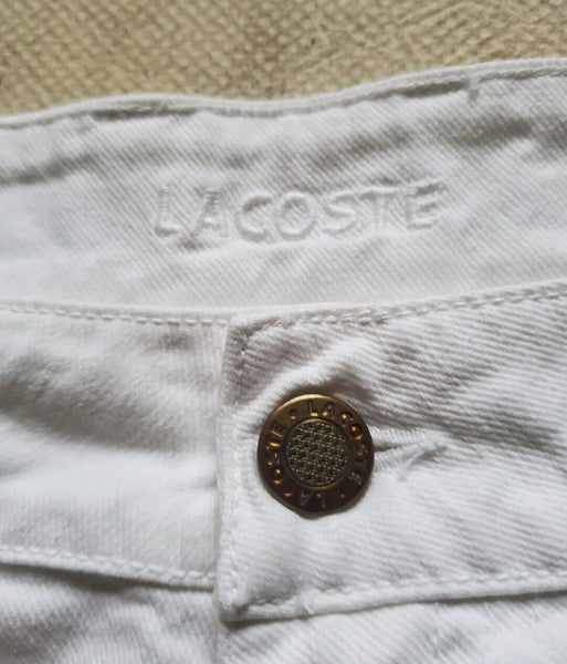 WOMENS LACOSTE JEANS White Stretch Cotton EU 42 UK 12 W 32 L 33  New Rrp €130