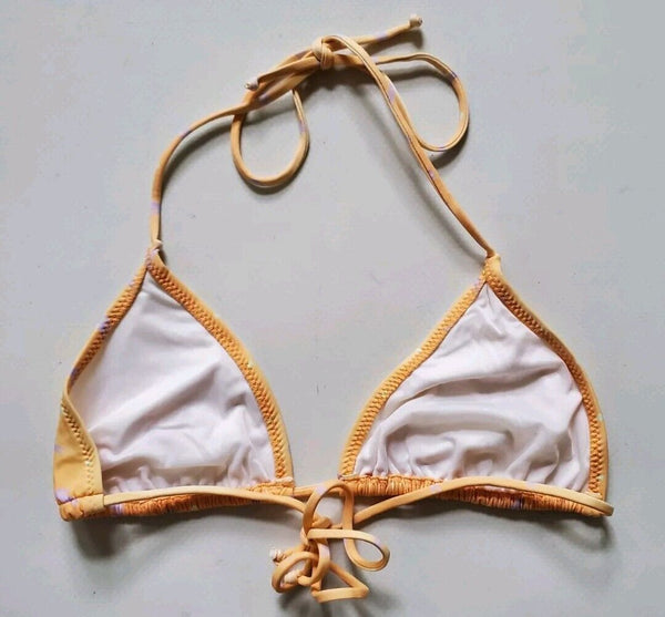 LACOSTE Bikini Swimsuit 2 Piece Halter Neck Size XS Peach Croc New With Pouch