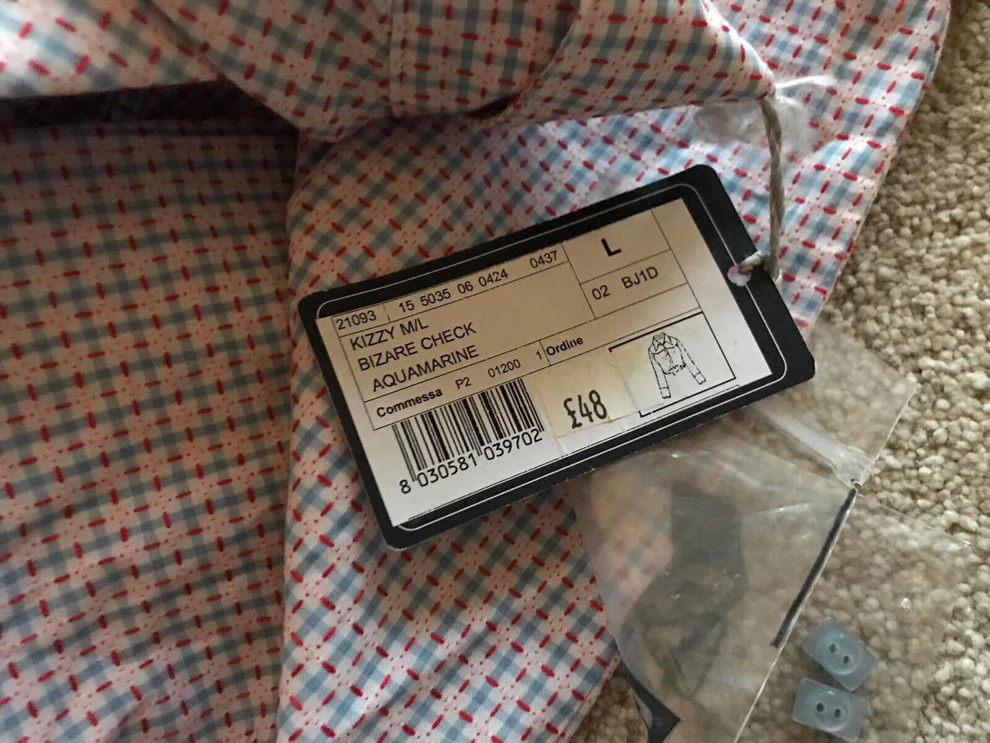 GAS SHIRT BLOUSE Womens L KIZZY BLUE RED BIZARE CHECK COTTON RRP £48