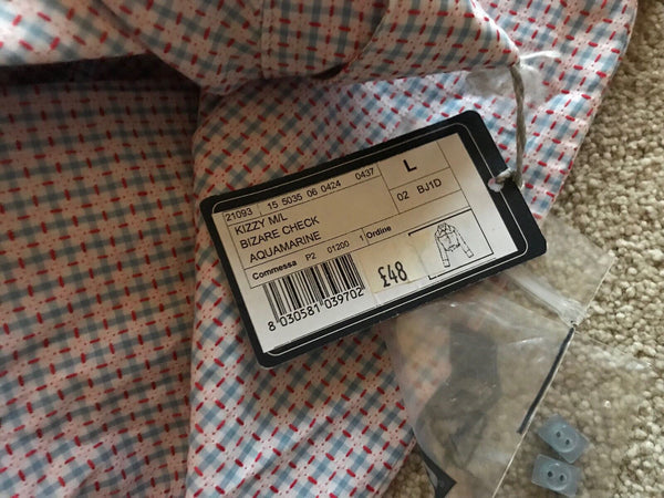 GAS SHIRT BLOUSE Womens L KIZZY BLUE RED BIZARE CHECK COTTON RRP £48