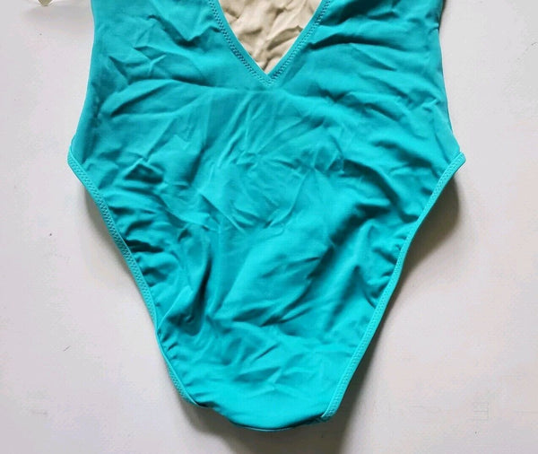 LACOSTE Swimsuit Swimming Costume 1 Piece Size UK M Blue Esmeralda New With Tags