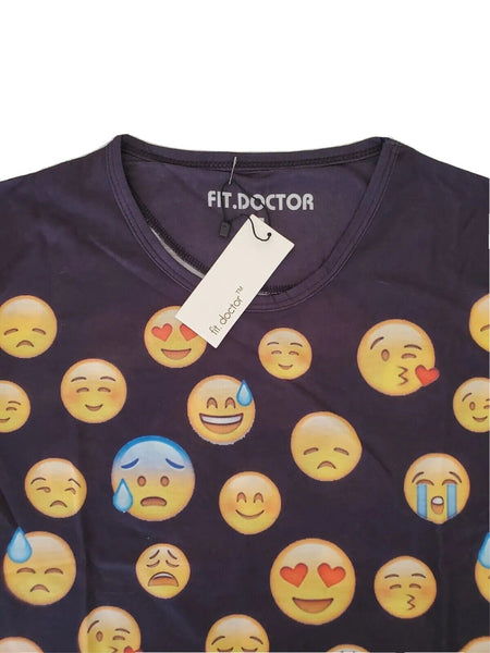 EMOJI T SHIRT Mens Womens Black Yellow Emoticons Size XXL Slim Fit Cotton Blend