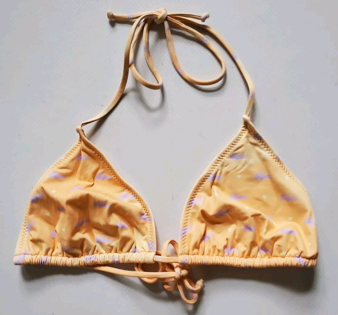 LACOSTE Bikini Swimsuit 2 Piece Halter Neck Size M Peach Croc New With Pouch