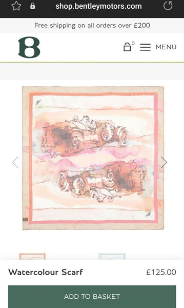 BENTLEY SILK SCARF Womens Pink Orange Watercolours Handmade in Italy Rrp £125
