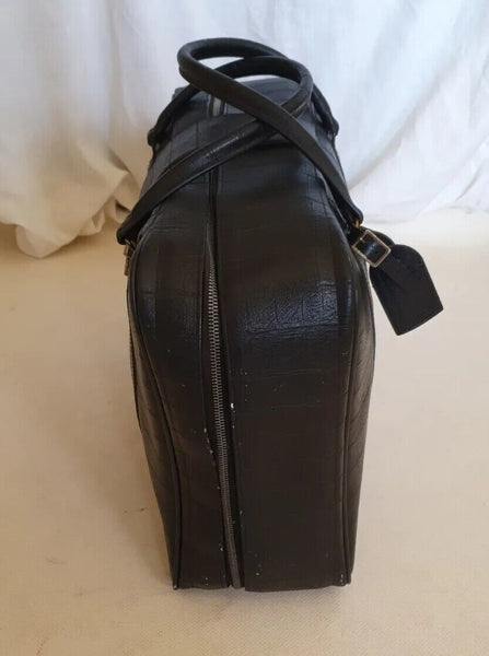 VINTAGE BAG Overnight Holdall Gym Crock Effect Black Original 70's