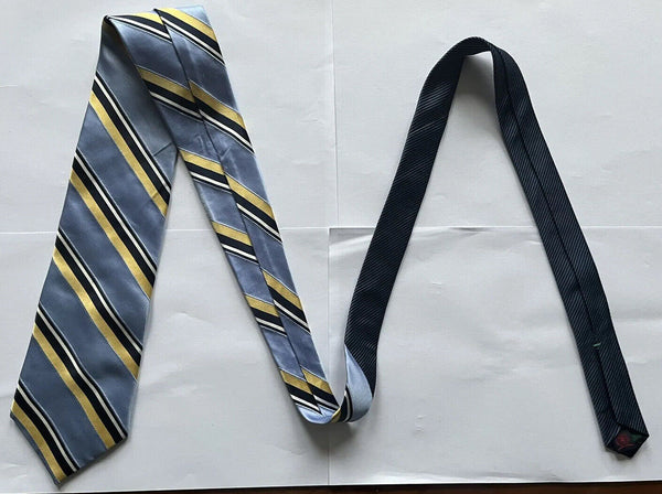 Vintage TOMMY HILFIGER TIE Silk Blue Gold Stripes Made in Usa Genuine 90's